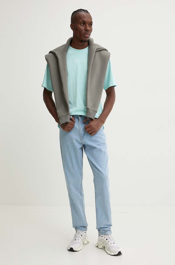 Karl Kani t-shirt bawełniany 60300099 turkusowy AW24