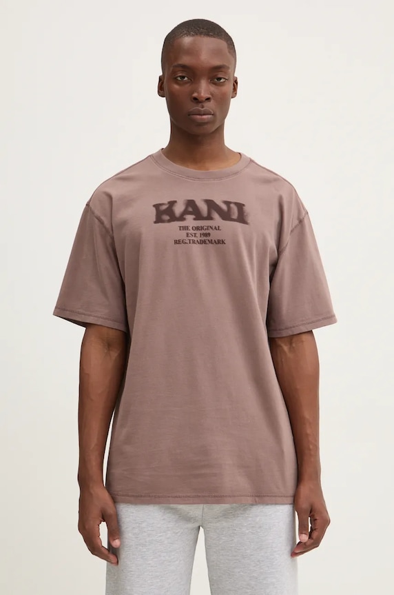 Bavlnené tričko Karl Kani relaxed hnedá 60300094