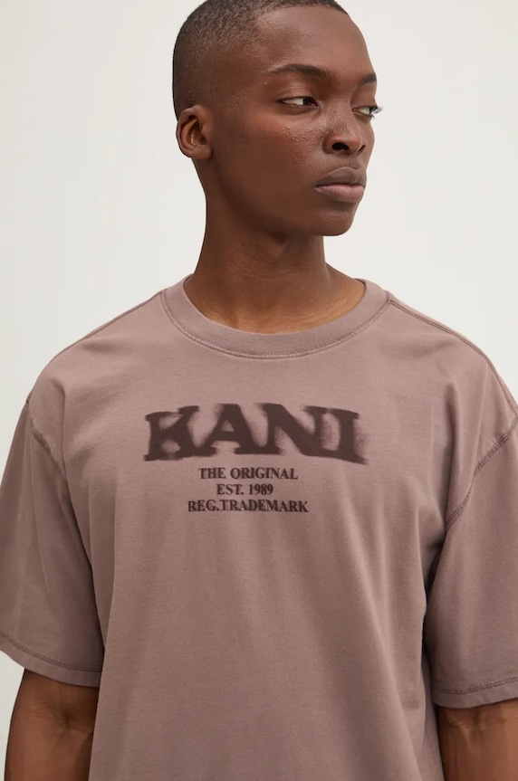 Bavlnené tričko Karl Kani hnedá 60300094