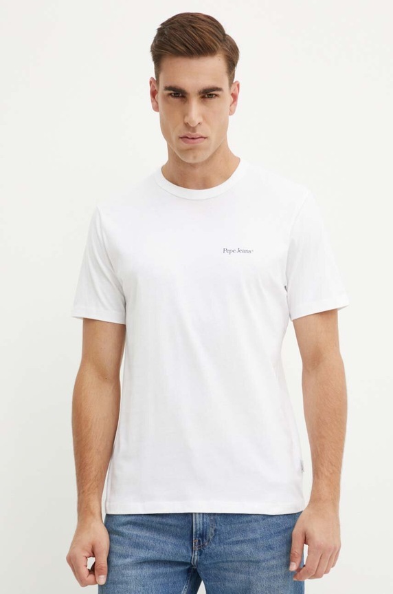Ρούχα Βαμβακερό μπλουζάκι Pepe Jeans ALFIE PM509431 λευκό