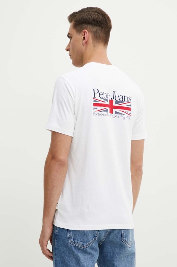 Βαμβακερό μπλουζάκι Pepe Jeans ALFIE λευκό PM509431
