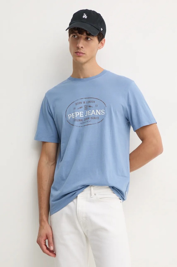 Pepe Jeans pamut póló ANDER pamut kék PM509621