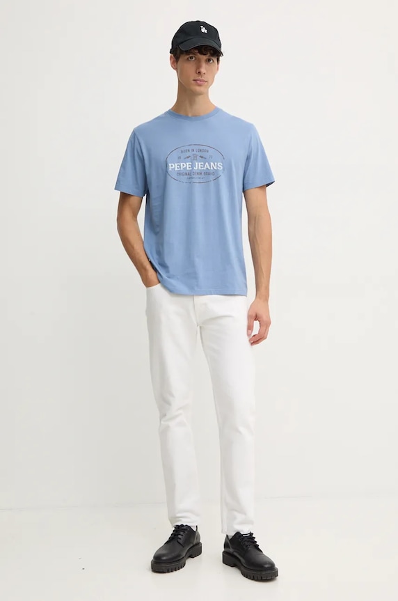 Pepe Jeans pamut póló ANDER PM509621 kék AW24