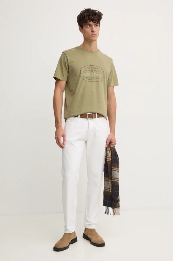 Pepe Jeans tricou din bumbac ANDER PM509621 verde AW24