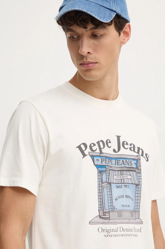 Bavlnené tričko Pepe Jeans AGGO béžová PM509638