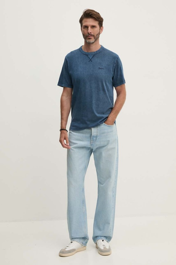 Βαμβακερό μπλουζάκι Pepe Jeans SILVERTON TEE PM509645 σκούρο μπλε AW24