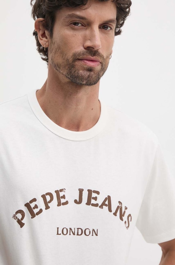 Pepe Jeans t-shirt bawełniany ANWEN B beżowy PM509711