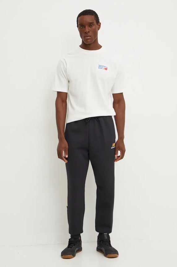 Bavlněné tričko New Balance MT41908SST béžová AW24