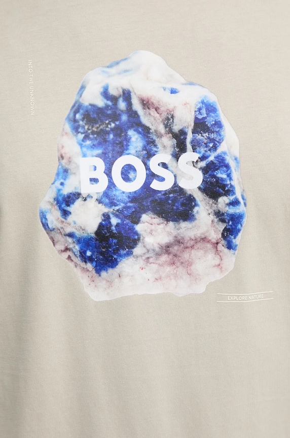 Βαμβακερό μπλουζάκι Boss Orange 50528189 μπεζ