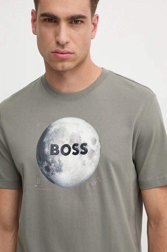Bavlněné tričko Boss Orange šedá 50528189