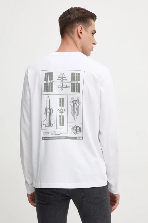 BOSS Orange longsleeve bawełniany bawełna biały 50528213