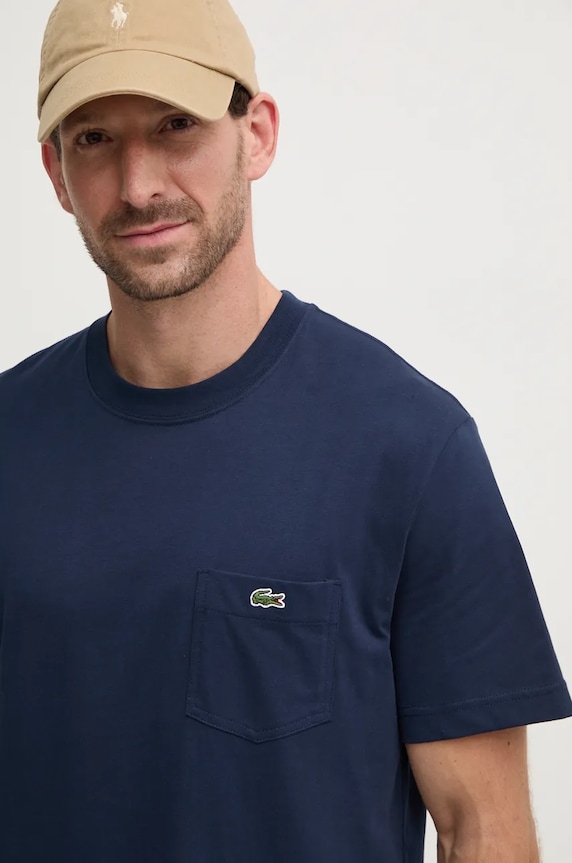 Lacoste T-shirt męski bawełniany granatowy TH2827