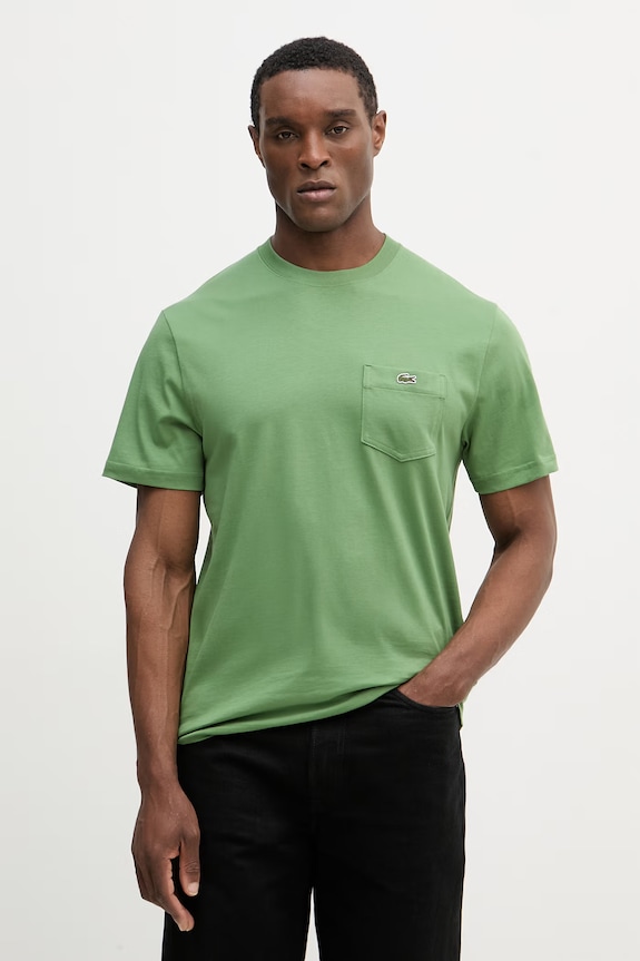 Lacoste T-shirt męski bawełniany zielony TH2827