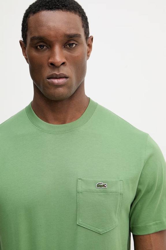 Lacoste T-shirt męski bawełniany zielony TH2827