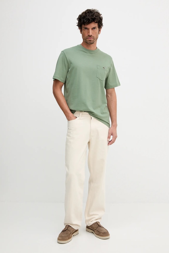 Lacoste T-shirt męski bawełniany TH2827 zielony SS26
