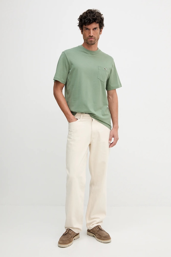 Lacoste T-shirt męski bawełniany TH2827 zielony SS26