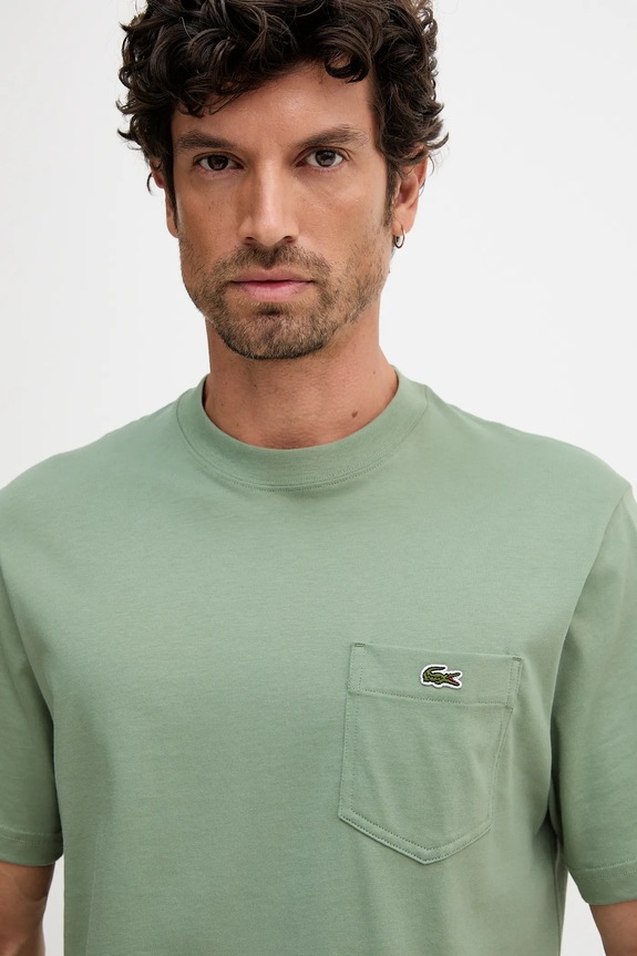 Lacoste T-shirt męski bawełniany zielony TH2827