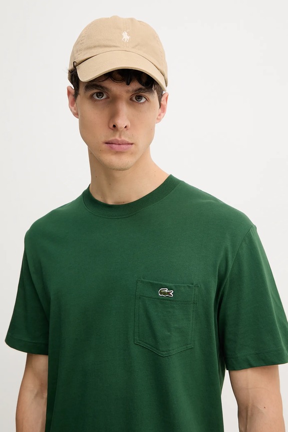 Lacoste T-shirt męski bawełniany zielony TH2827