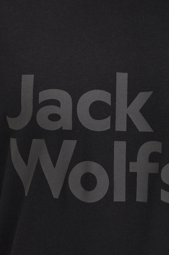 Хлопковая футболка Jack Wolfskin Brand 1809591 чёрный