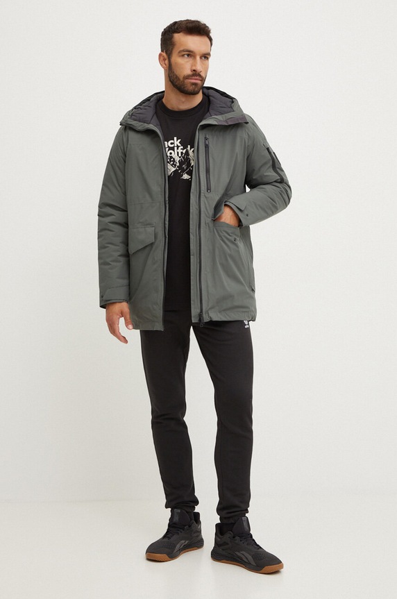 Βαμβακερό μπλουζάκι Jack Wolfskin Bergblick A60070 μαύρο AW24