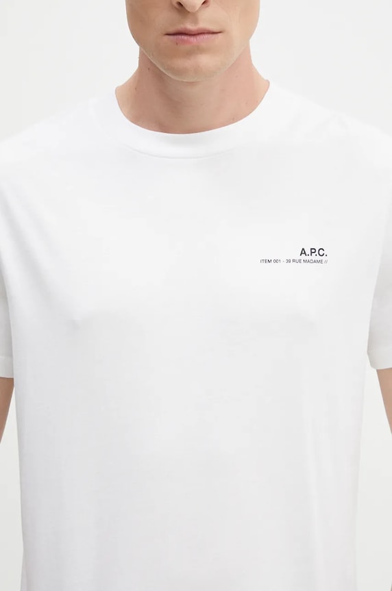 Bavlněné tričko A.P.C. Standard Item Gots bílá COHBO.M26404.TAG