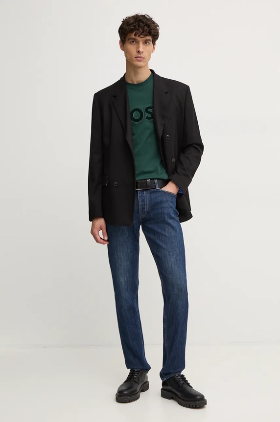 BOSS t-shirt bawełniany 50527338 zielony AW24