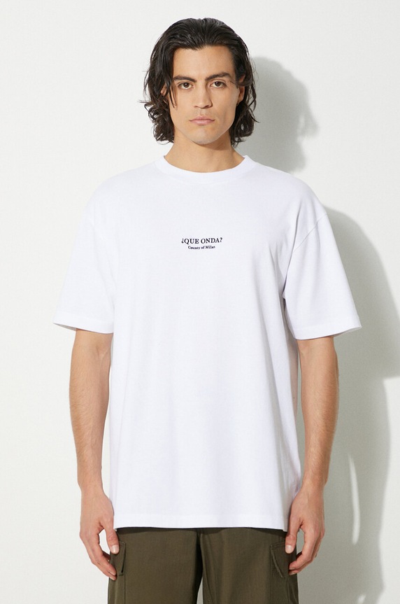 Marcelo Burlon t-shirt in cotone Que Onda Basic Tee rilassato bianco CMAA056F24JER0070110