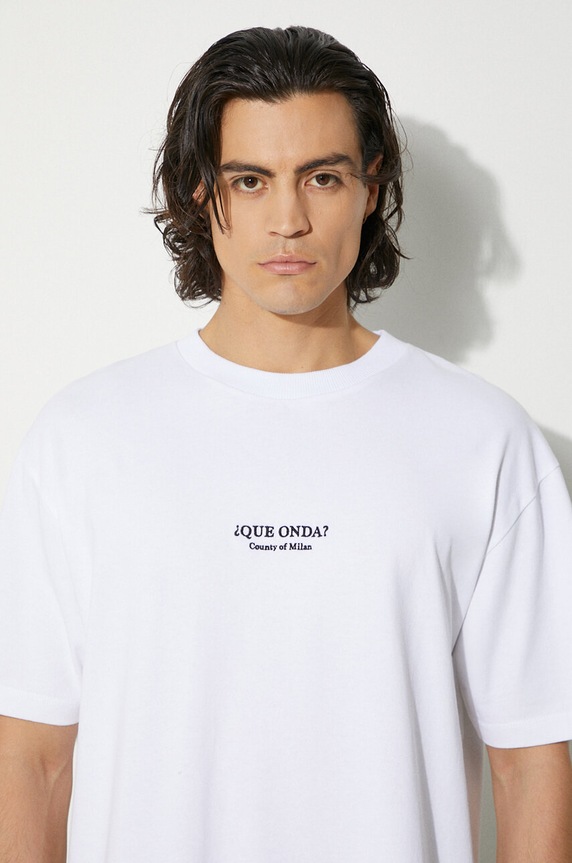 Marcelo Burlon t-shirt in cotone Que Onda Basic Tee CMAA056F24JER0070110 bianco