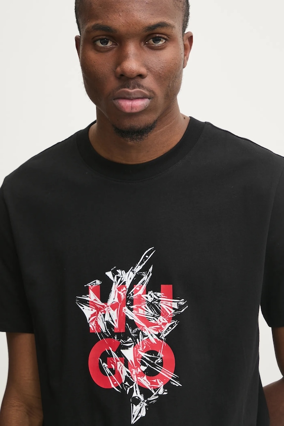 HUGO t-shirt bawełniany czarny 50523839