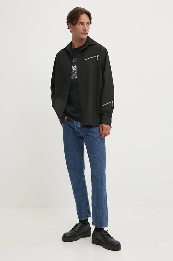 HUGO pamut póló 50523999 fekete AW24