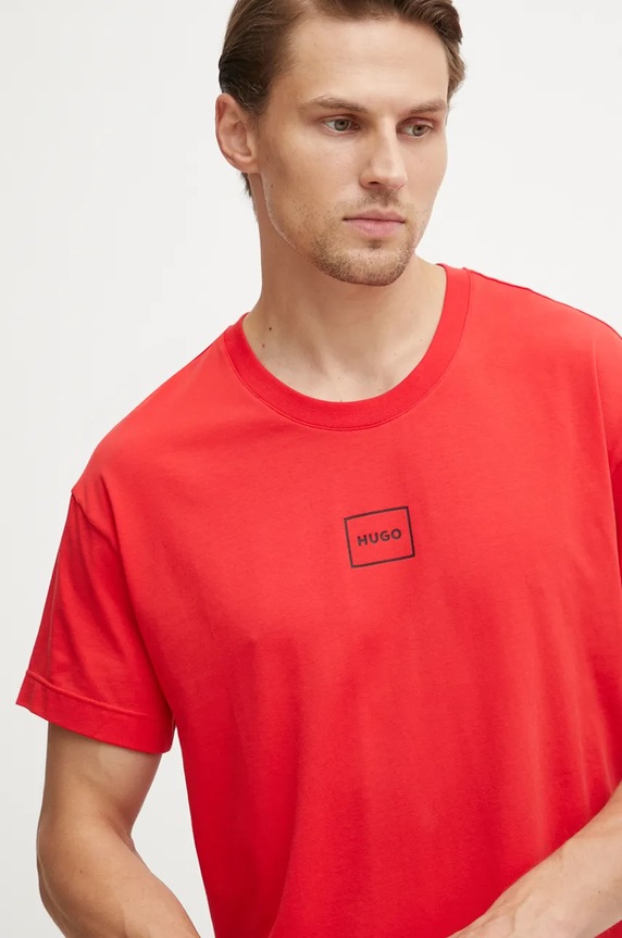 HUGO домашна тениска мъжка с памук Laze T-Shirt червен 50525236
