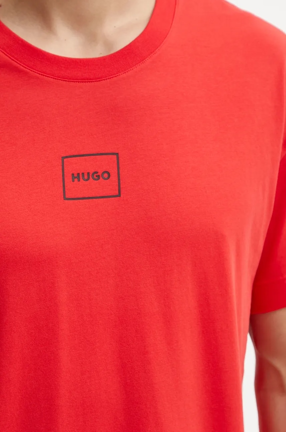 HUGO домашна тениска мъжка с памук Laze T-Shirt 50525236 червен