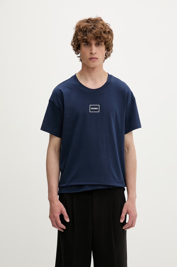 HUGO lounge tričko pánske s bavlnou Laze T-Shirt tmavomodrá 50525236