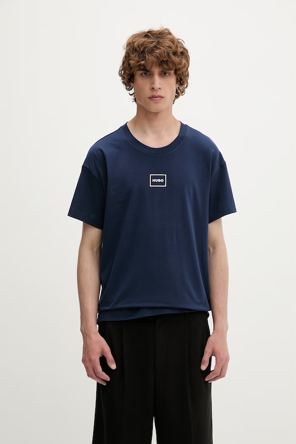 HUGO lounge tričko pánske s bavlnou Laze T-Shirt tmavomodrá 50525236
