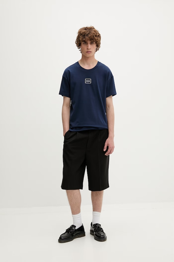 HUGO lounge tričko pánske s bavlnou Laze T-Shirt 50525236 tmavomodrá SS26