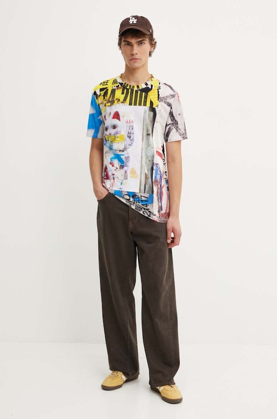 Βαμβακερό μπλουζάκι Desigual ASAF 24WMTK13 μπεζ AW24