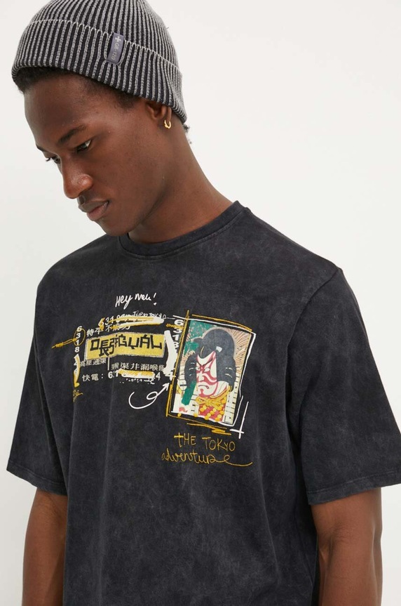 Desigual pamut póló MAX fekete 24WMTK30