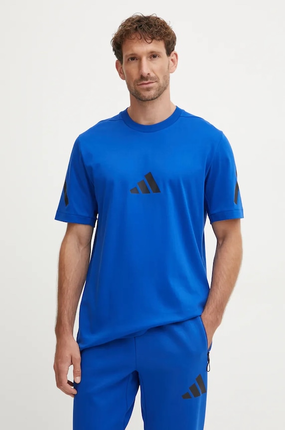 Pamučna majica adidas Z.N.E. pamuk plava JF6543
