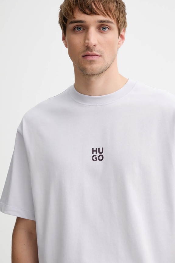 Bavlněné tričko HUGO fialová 50521269