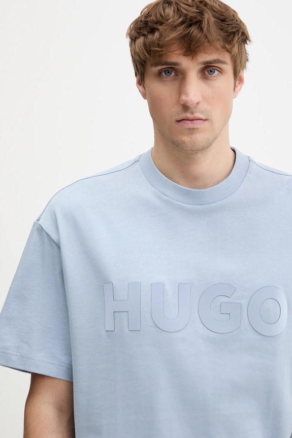 HUGO basic tričko pánske bavlnené Dinkee modrá 50525765
