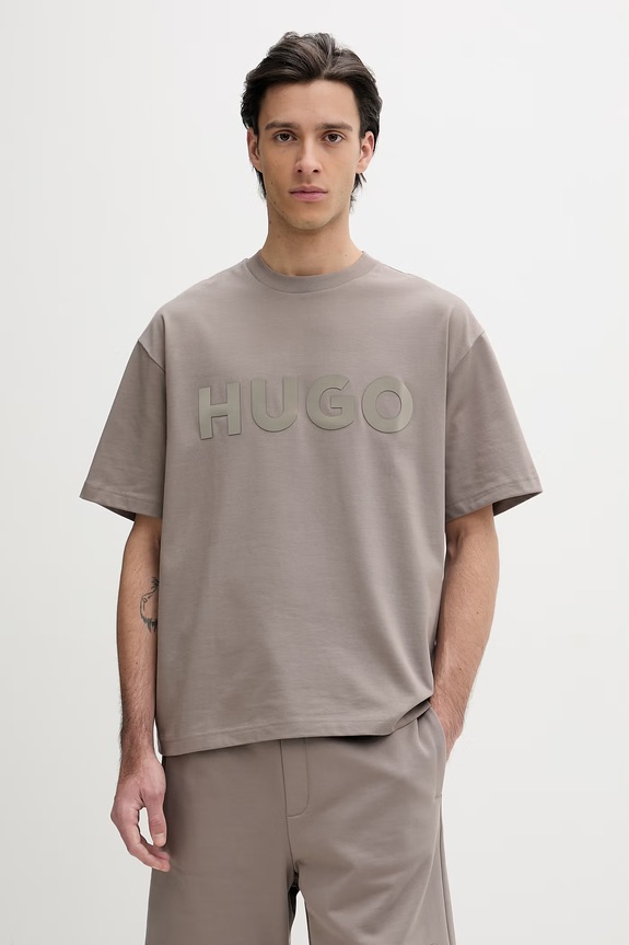 HUGO tricou basic bărbătesc de bumbac Dinkee bej 50525765