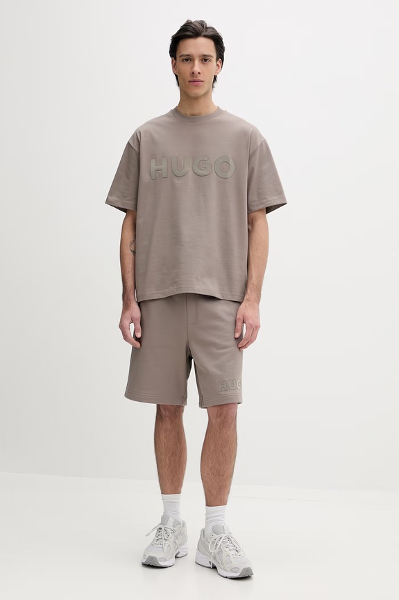 HUGO tricou basic bărbătesc de bumbac Dinkee 50525765 bej SS26