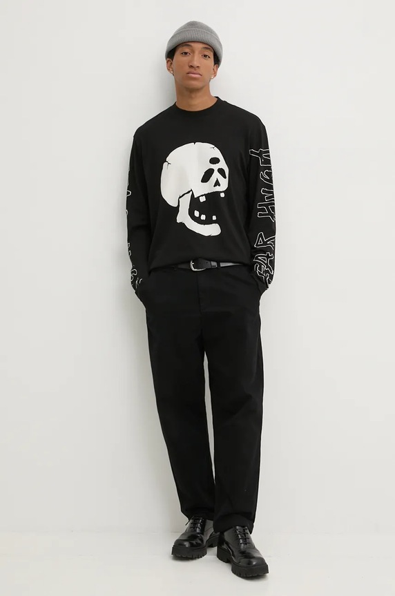 HUGO longsleeve bawełniany 50527799 czarny AW24