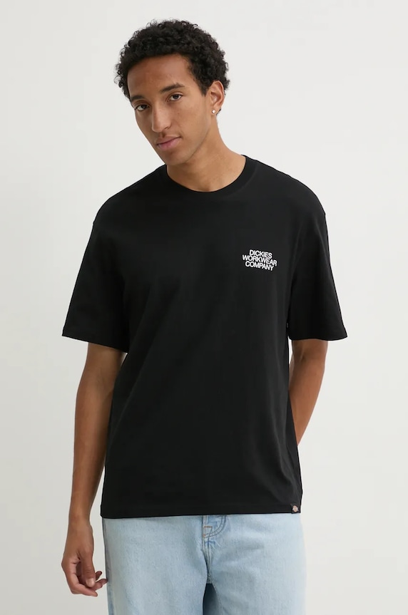 Bavlněné tričko Dickies INDUSTRIAL potisk černá DK0A863B
