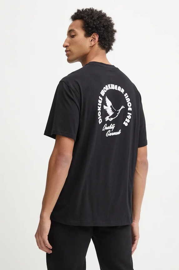 Памучна тениска Dickies GOOSE свободна черен DK0A863G