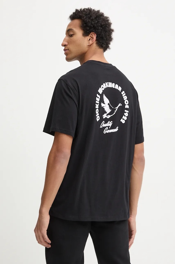 Памучна тениска Dickies GOOSE свободна черен DK0A863G