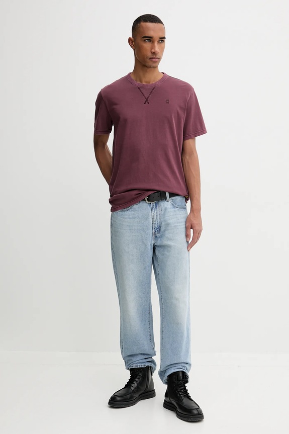 Bavlnené tričko G-Star Raw Nifous D24449.2653 burgundské AW25