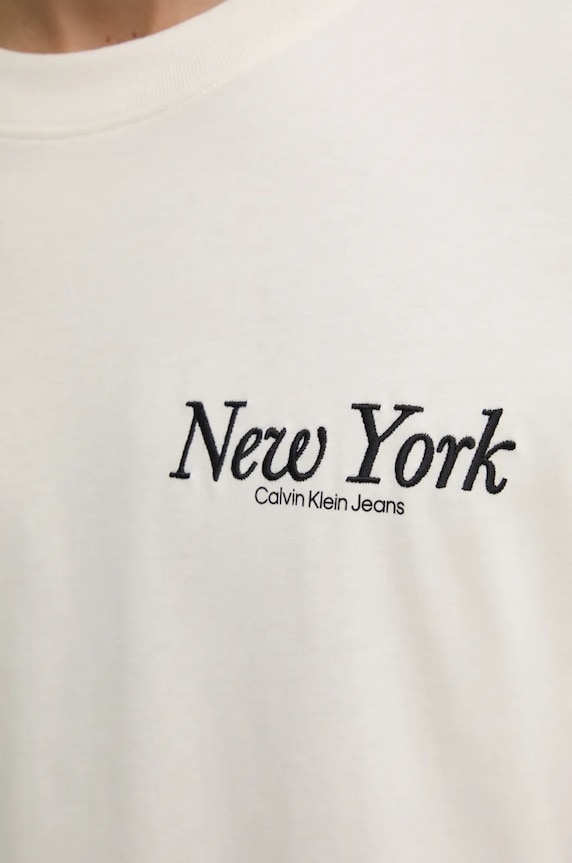 Bavlněné tričko Calvin Klein Jeans J30J326862 béžová