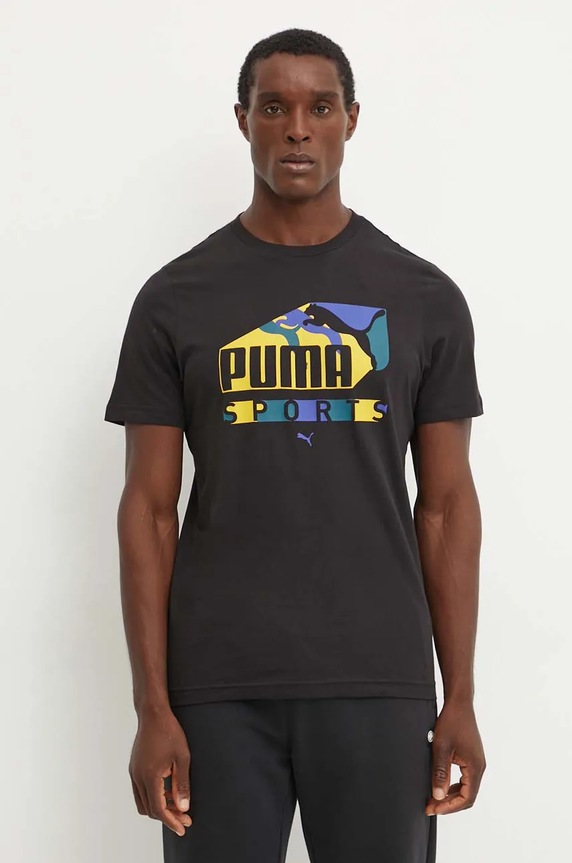 Puma t-shirt nadruk czarny 683207