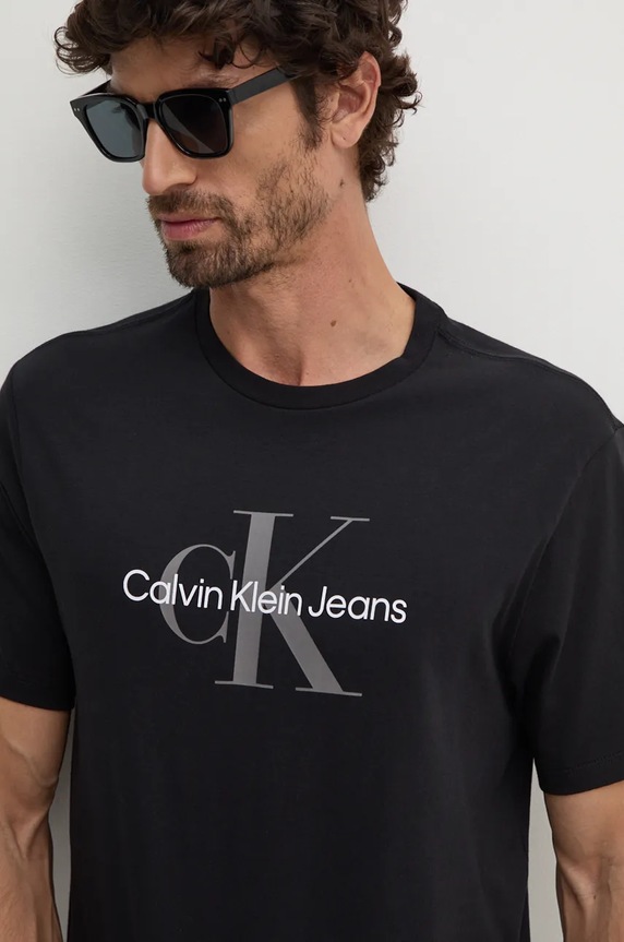 Oblečení Bavlněné tričko Calvin Klein Jeans 00040EM286 černá